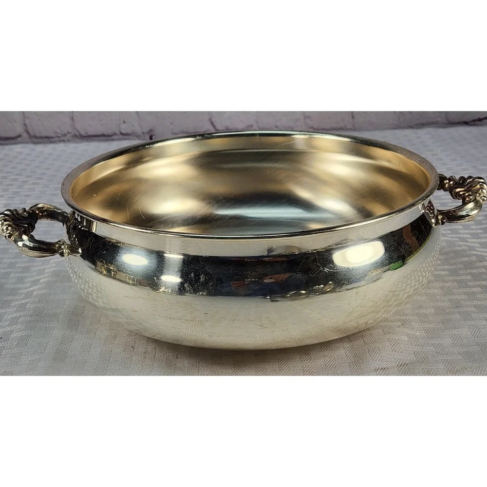 F. B. Rogers Silver Co Casserole Serving Dish Ornate Handles Silver Plate